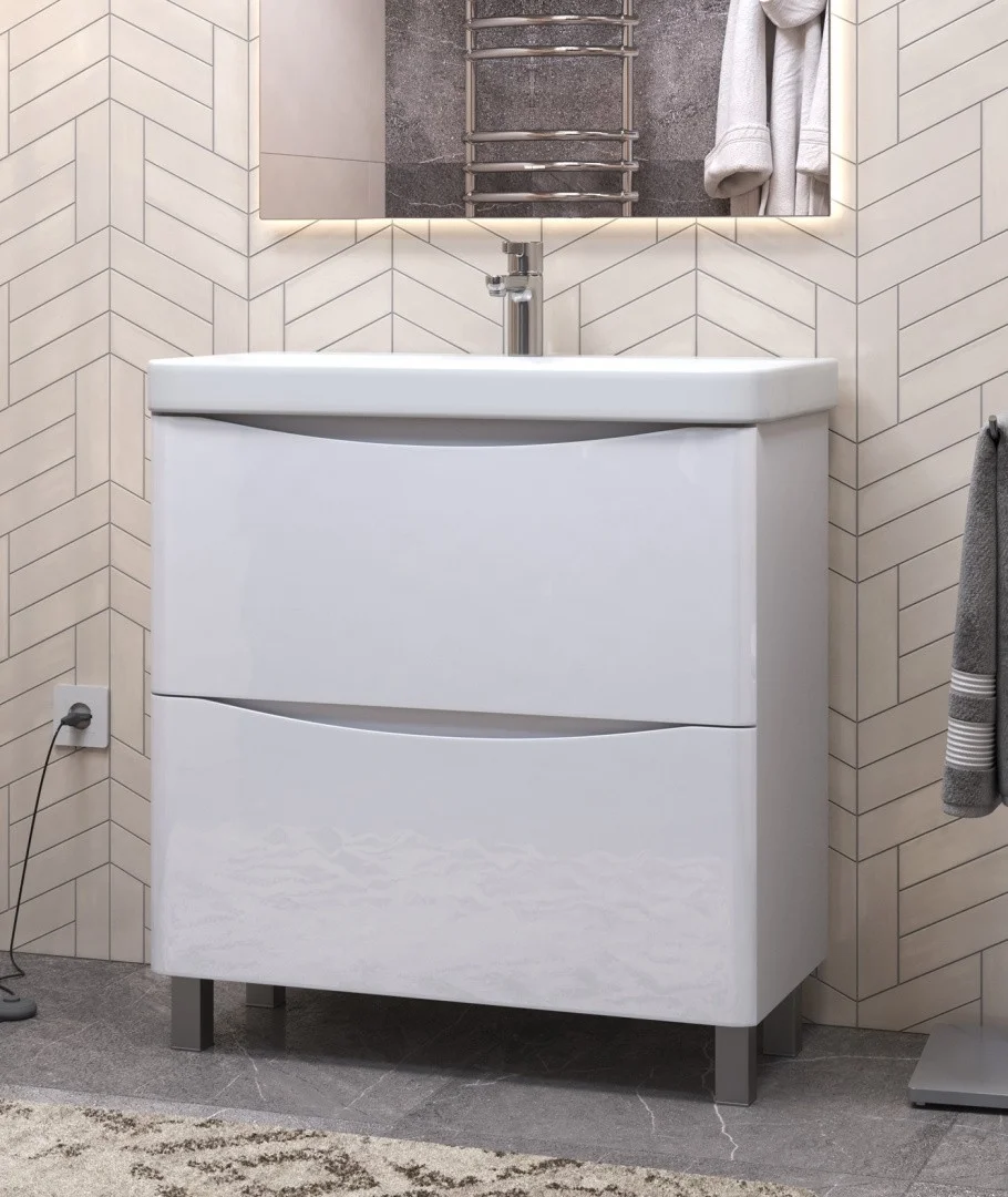 Приобрести vigo тумба с раковиной glem 80см, 2 ящика, напольная, белая tn.gle.9595.80.2y