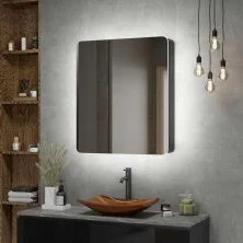 Continent Зеркало шкаф с подсветкой Eltoro Black 76х85 см, сенсорный включатель, черное