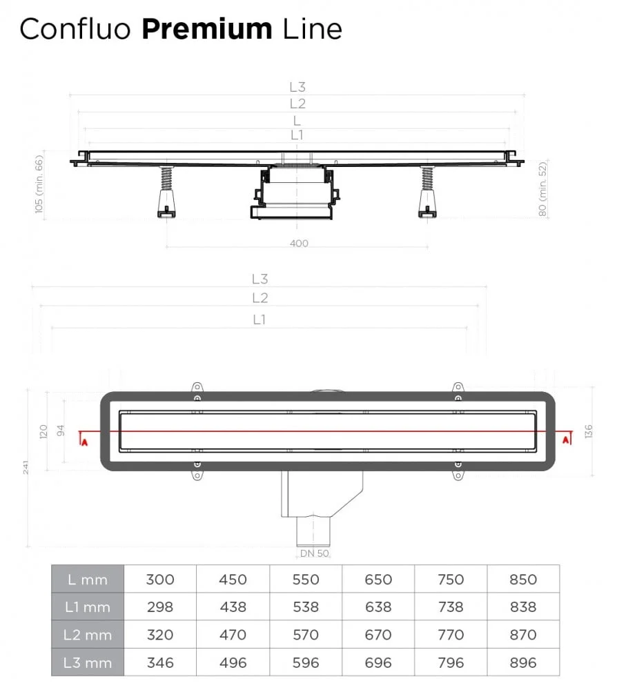 Приобрести pestan душевой трап confluo premium line 450