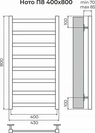 Приобрести terminus полотенцесушитель ното п8 40х80 см, водяной, хром