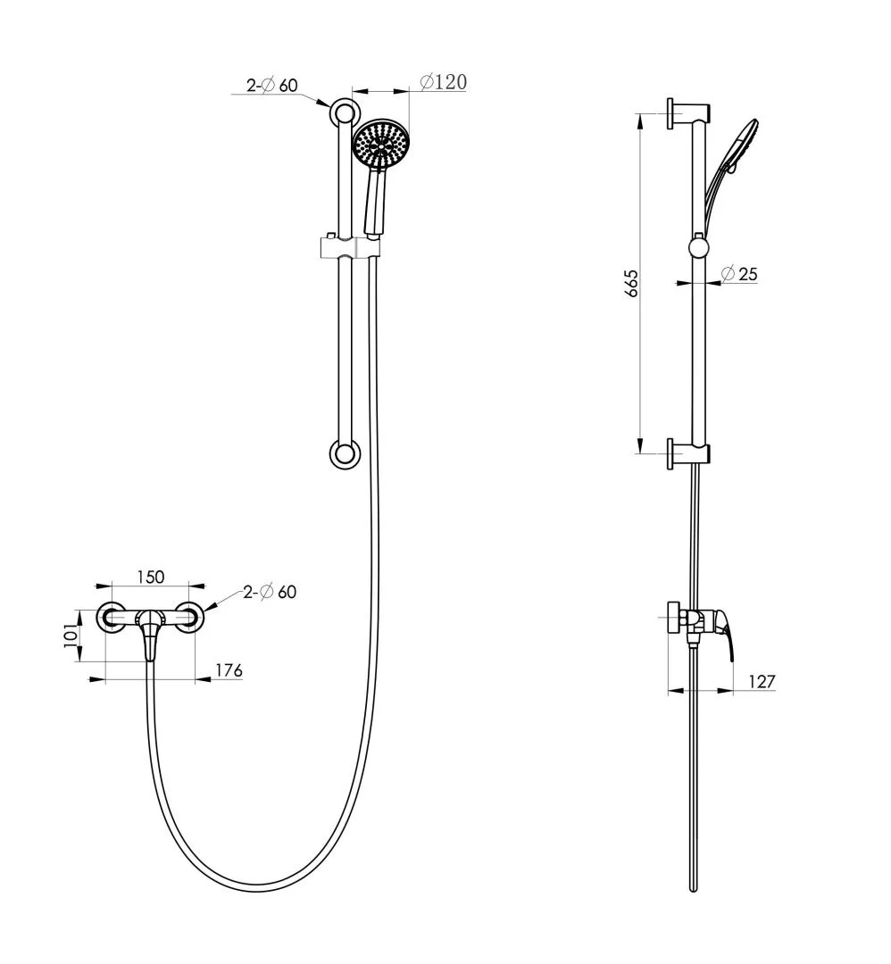 Приобрести смеситель для душа с гарнитуром wonzon & woghand, хром (ww-4570-cr)