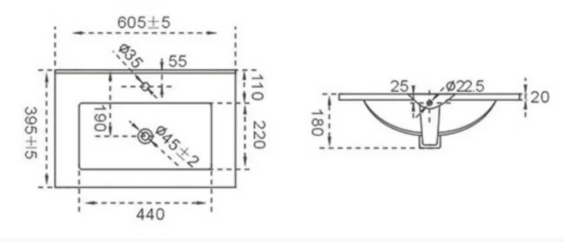 Приобрести раковина-столешница ceramalux 60 см yj-803-60