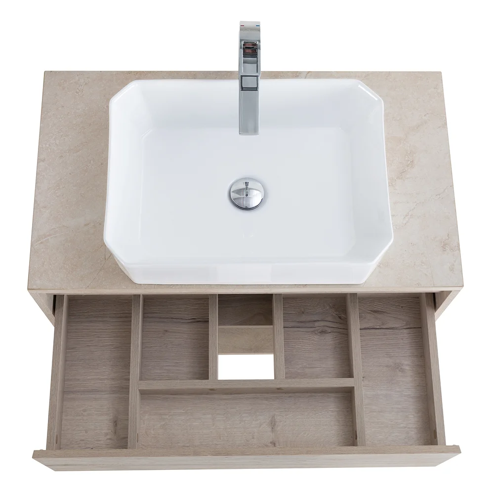 Приобрести belbagno тумба со столешницей kraft 80 см с ящиком и полкой, подвесная rovere galifax bianco