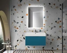 Cezares Тумба подвесная с раковиной PREMIUM 90 см Blu petrolio, голубая 55403