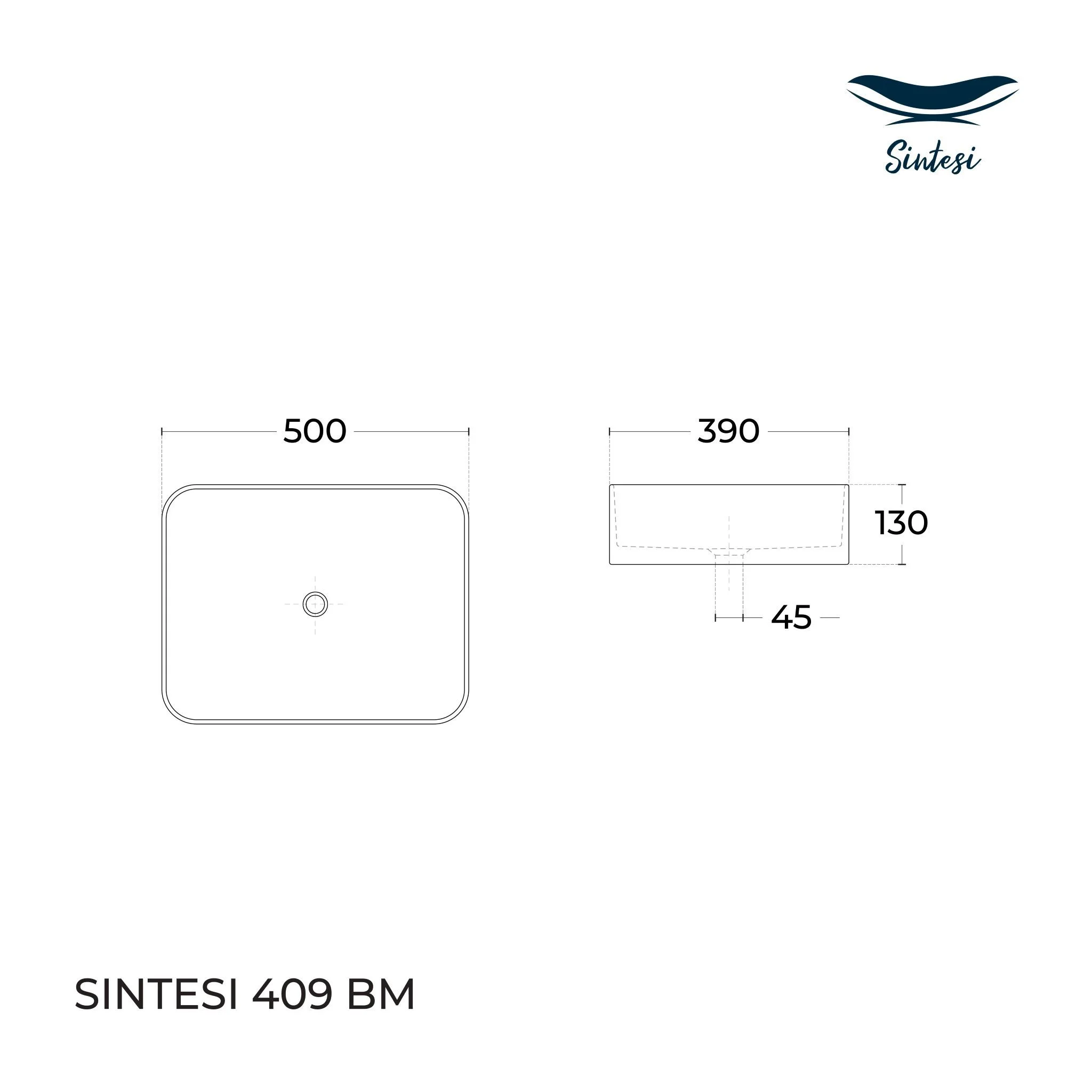 Приобрести sintesi раковина накладная 500х400 мм, черная матовая, без отверстия под смеситель lvb-app-409bm