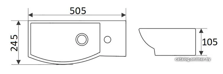 Приобрести раковина подвесная ceramalux 50 см 7947cl