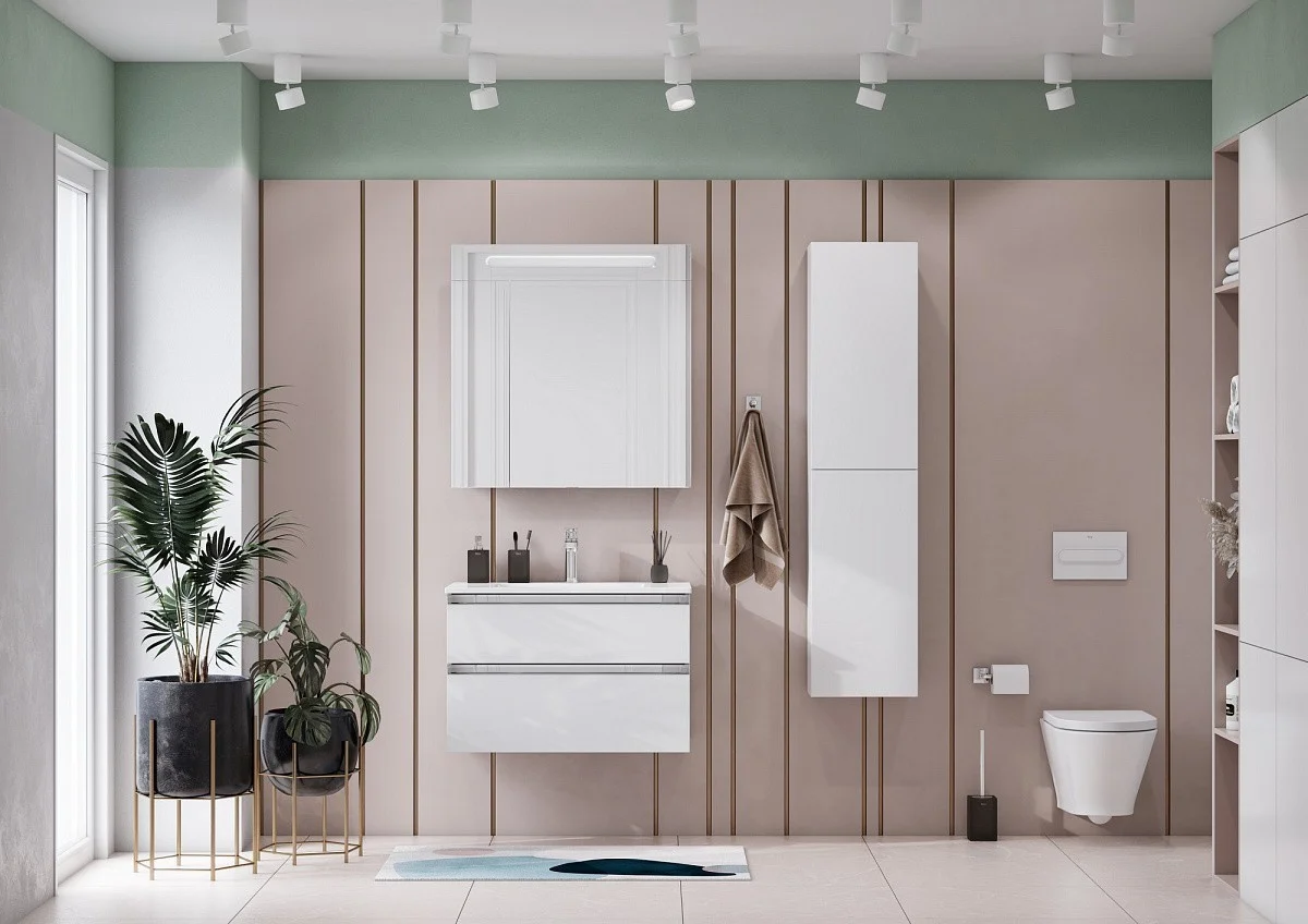 Приобрести тумба подвесная roca the gap с раковиной 80 см, белый глянец