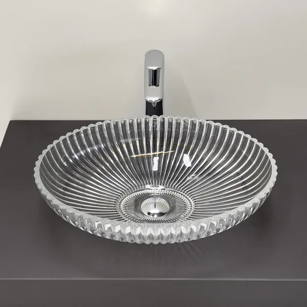 Приобрести comforty раковина накладная cf24001 50х35 см, стеклянная прозрачное стекло