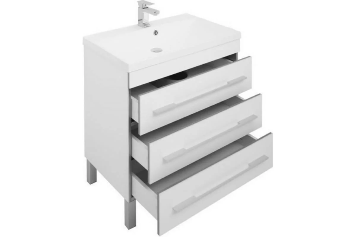 Приобрести aquanet тумба с раковиной верона 75 см, белая (напольная 3 ящика)