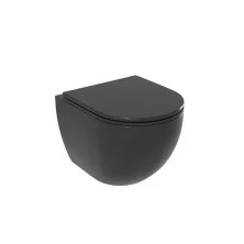 Sole Унитаз подвесной Pandora 2 black, безободковый с сиденьем дюропласт, микролифт УТ000063637