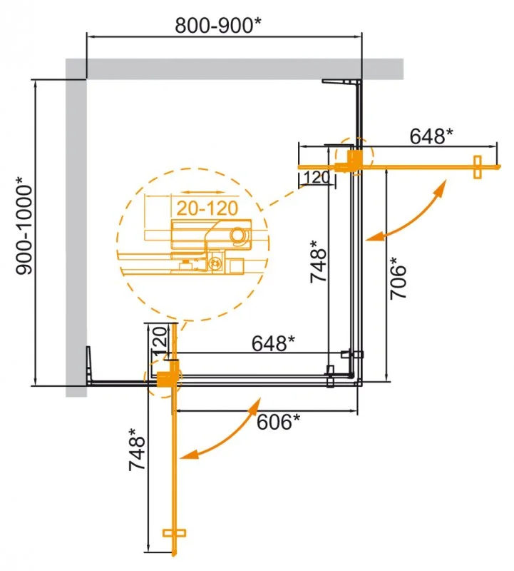Приобрести cezares душевое ограждение slider 80х90 см, хром slider-ah-2-80/90-90/100-c-cr