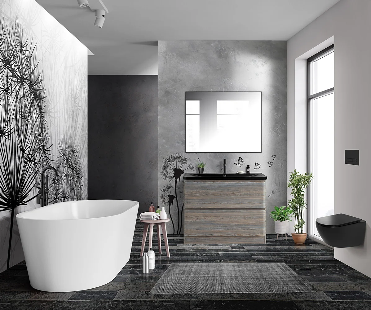 Приобрести belbagno тумба с раковиной albano 100 см, напольная pino scania, чёрная раковина