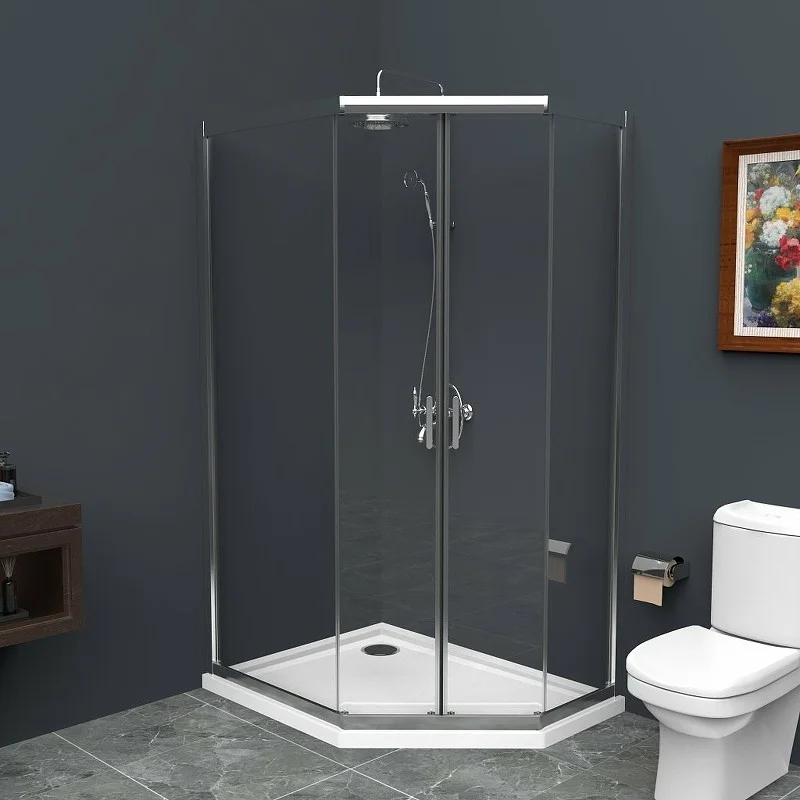 Приобрести ограждение душевое belbagno uno 100x80, пентагональное uno-195-ph-2-100/80-c-cr хром/прозрачное