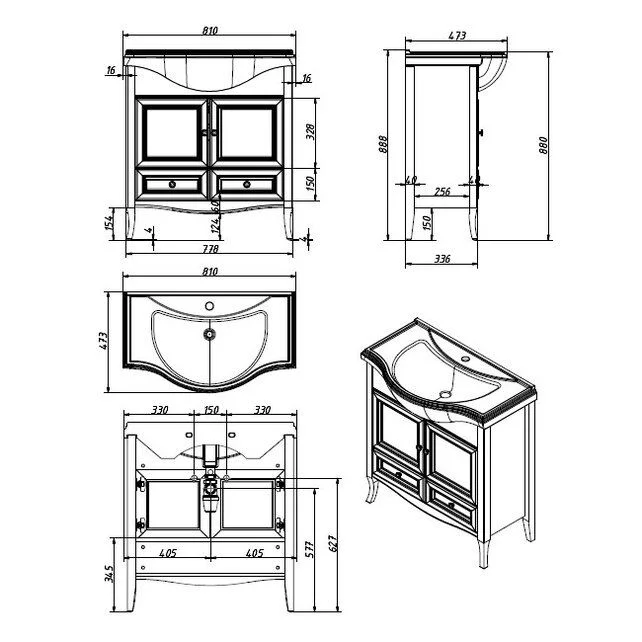 Приобрести caprigo тумба с раковиной lion 80 см, дерево, экошпон 38312 1