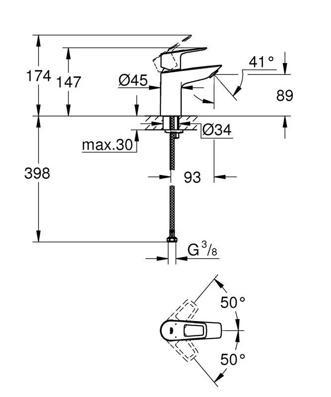 Приобрести смеситель для раковины grohe bauloop с донным клапаном и ограничителем температур, хром 23337001