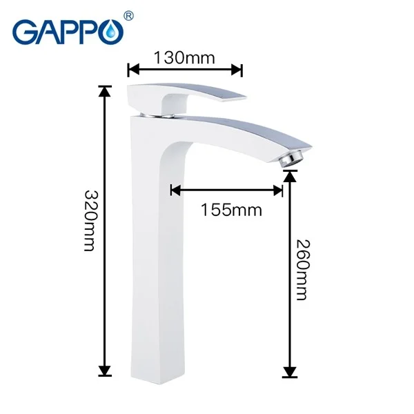 Приобрести gappo смеситель для раковины g1007-18, высокий, белый/хром 99331