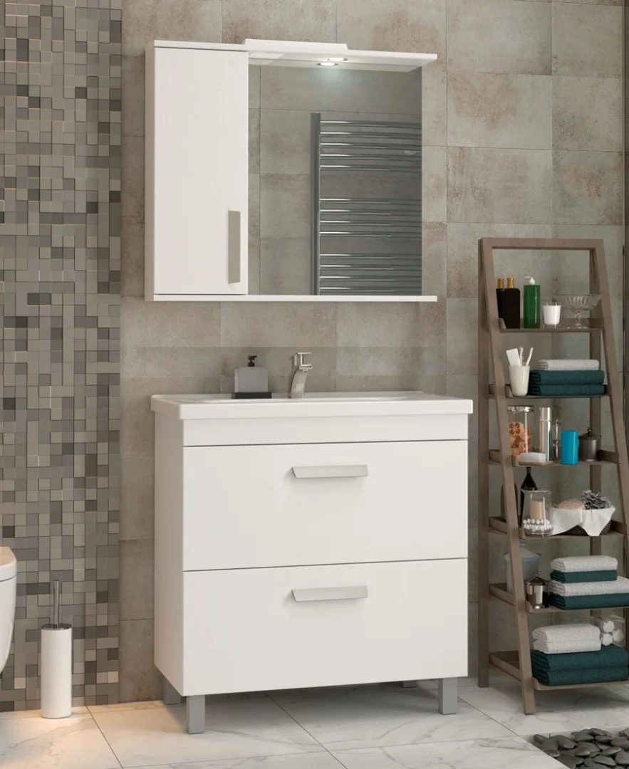 Приобрести vigo тумба с раковиной nova 80см, 2 ящика, напольная, белая tn.nov.mir.80.2y