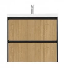 Тумба подвесная с раковиной Velvex Klaufs 80 см tpKLA.80.2Y-617.217, черный/дерево