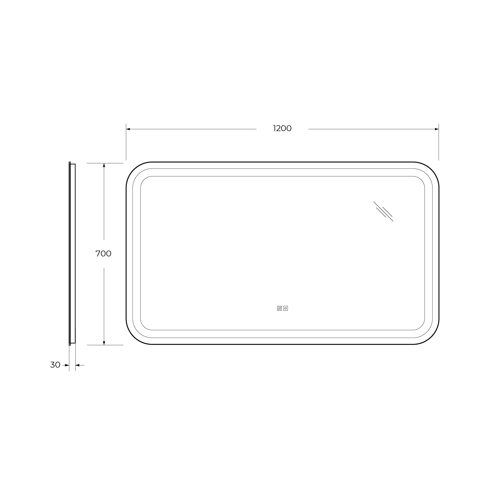 Приобрести cezares зеркало stylus 120х70 см, с подсветкой, сенсорным включением, подогревом czr-spc-stylus-1200-700-tch-warm