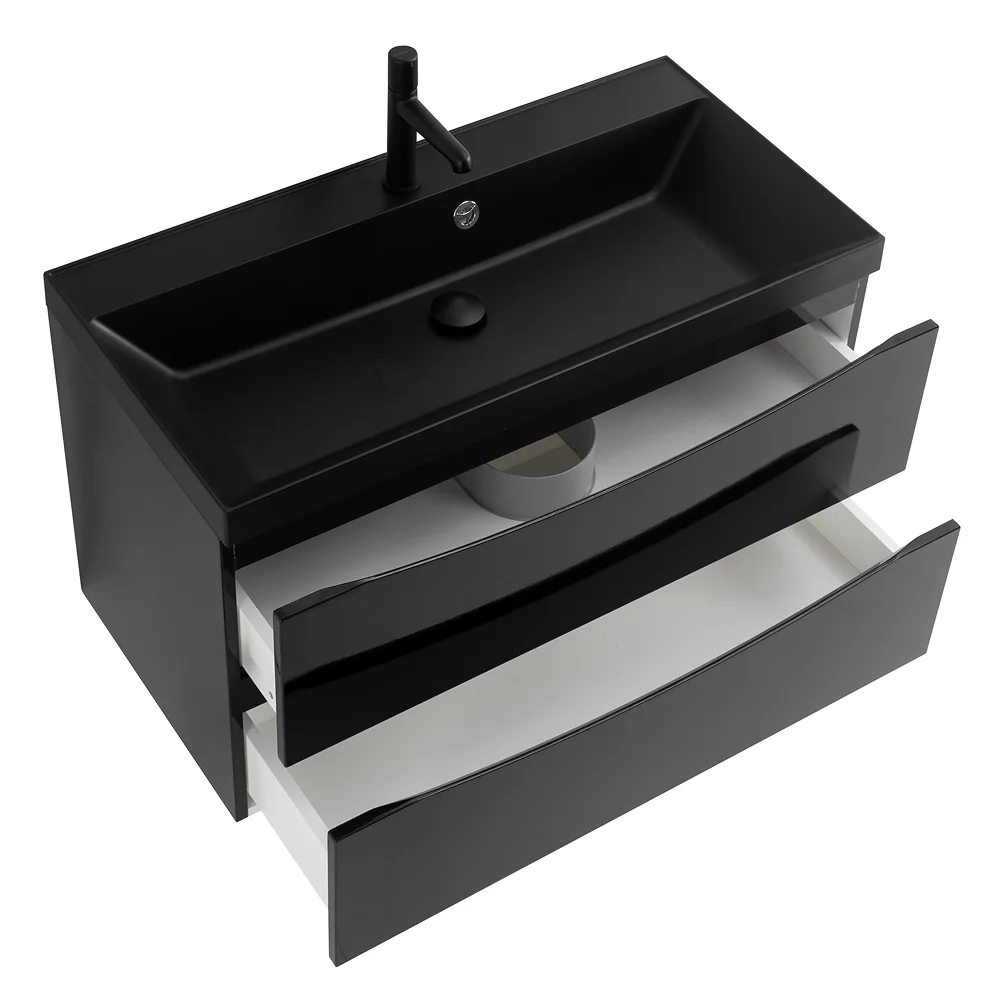 Приобрести belbagno тумба с раковиной marino 90 см, подвесная nero lucido, чёрная раковина