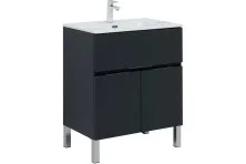 Aquanet Тумба с раковиной Алвита new 70 см, 1 ящик, 2 дверцы, антрацит