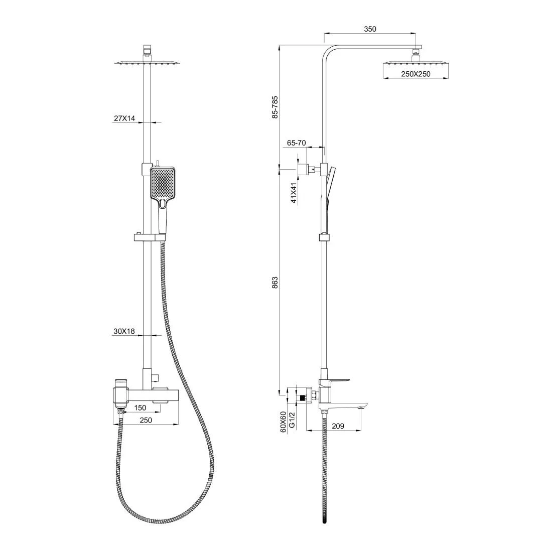 Приобрести душевая система wonzon & woghand edge, хром (ww-88739003-cr)