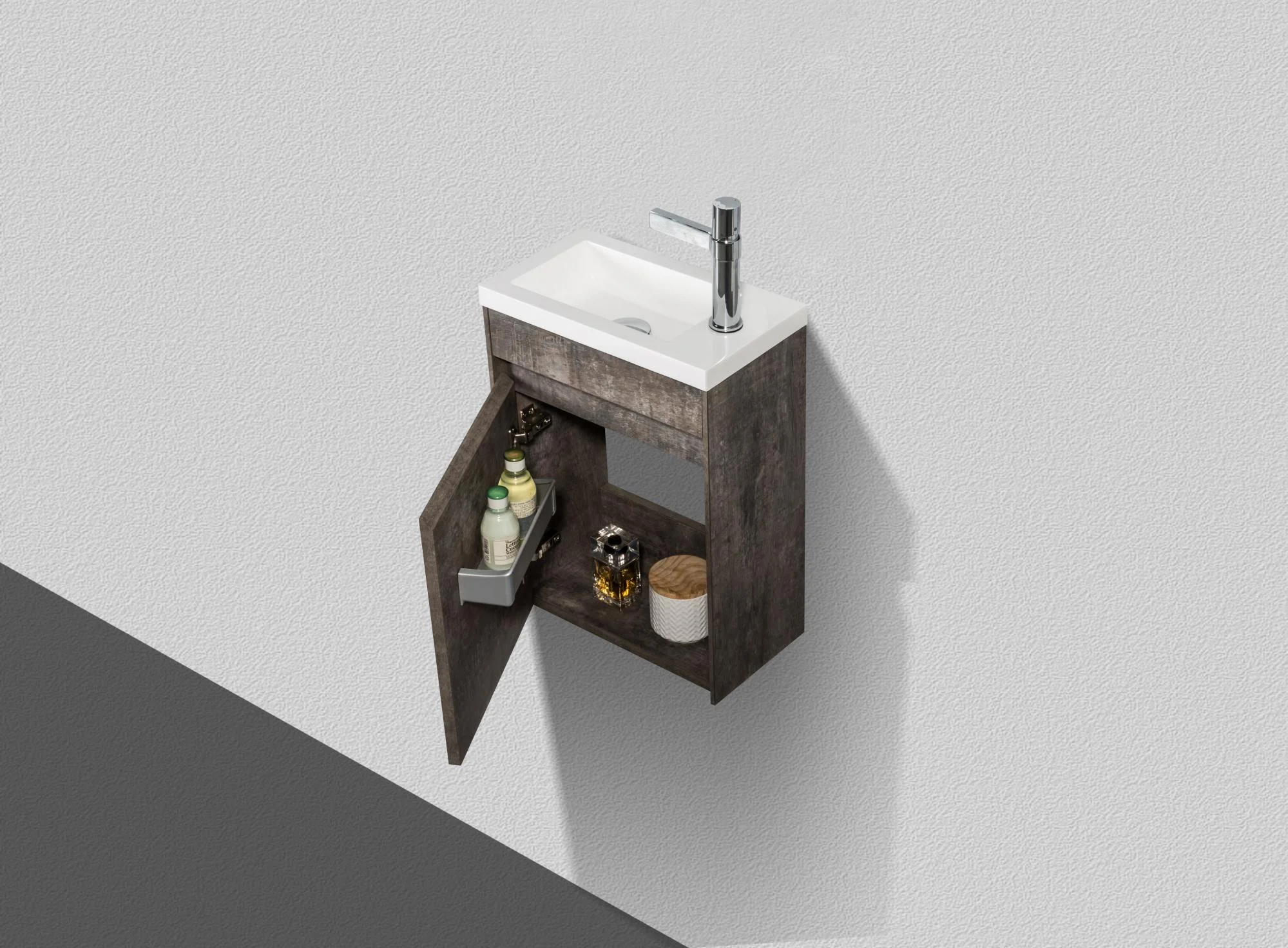 Приобрести belbagno тумба с раковиной pietra mini 46 см, подвесная с дверью 46-l stone, белая раковина