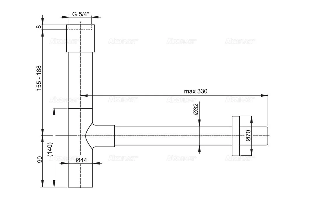 Приобрести сифон для умывальника alcaplast a402 design-dn32