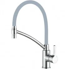 HAIBA Смеситель для кухни 406 мм, гибкий излив, серый\хром HB-73643-3