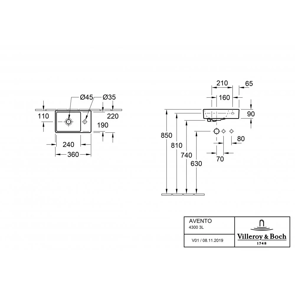 Приобрести раковина чаша villeroy&boch avento 36x22см, белая 43003l01