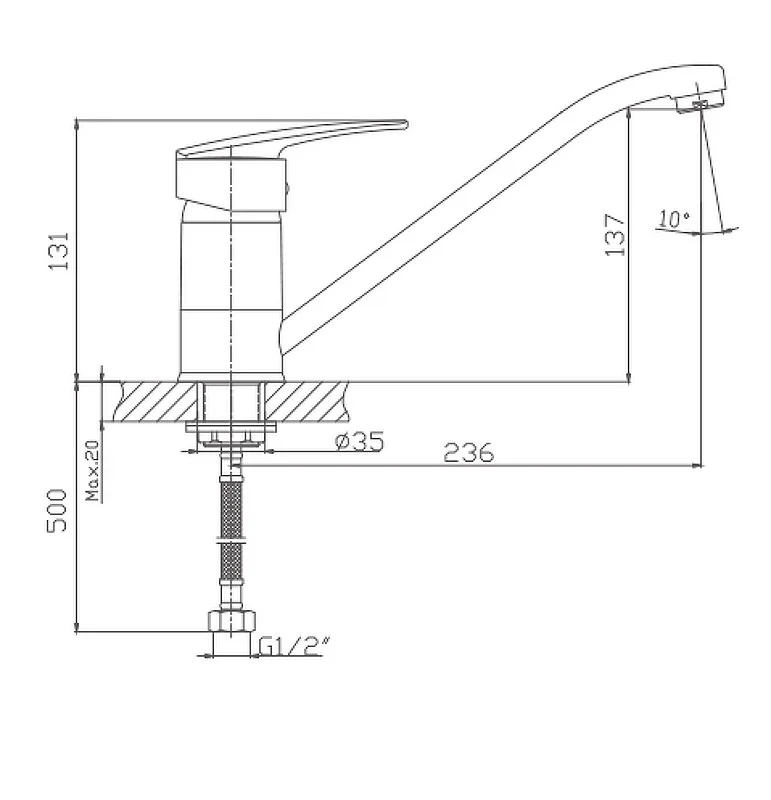 Приобрести haiba смеситель для кухни 261 мм, хром hb-4906