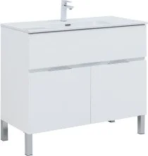 Aquanet Тумба с раковиной Алвита New 100 см, 1 ящик, 2 дверцы, белая матовая