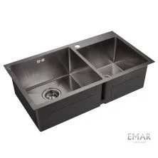 Emar Кухонная мойка 78х43 см, графит EMB-210 PVD Nano Dark