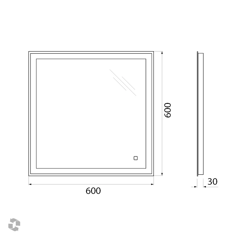 Приобрести belbagno зеркало 60х60 см spc-grt-600-600-led-tch
