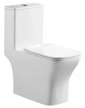 Azario унитаз моноблок Lodi 665x350x750 напольный, горизонтальный слив, сиденье дюропласт микролифт AZ-8617