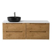 BelBagno Тумба со столешницей ETNA 120 см, подвесная Rovere Nature, раковина слева