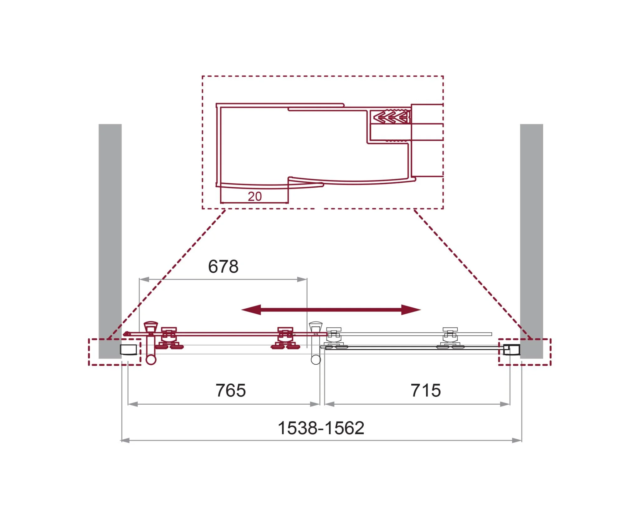 Приобрести belbagno душевая дверь 155 см uno-195-bf-1-155-p-cr