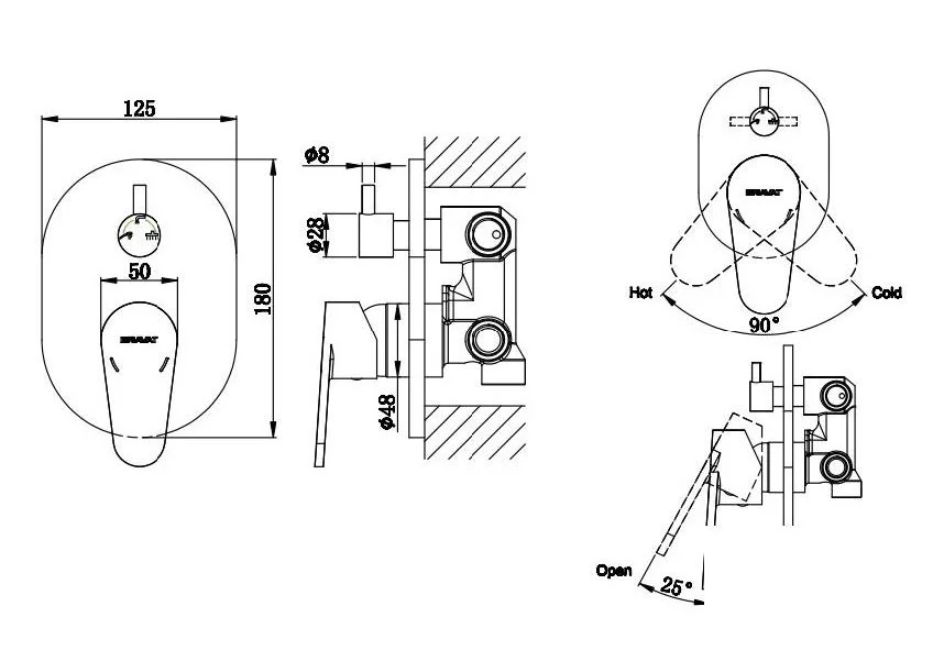 Приобрести смеситель для ванны bravat eler fb848238cp-3-rus