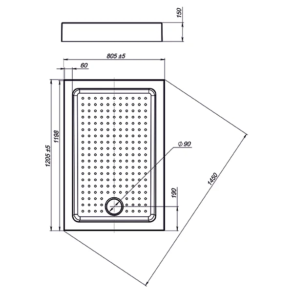 Приобрести sole душевой поддон open/quadro 120х80 см, белый ут000065545