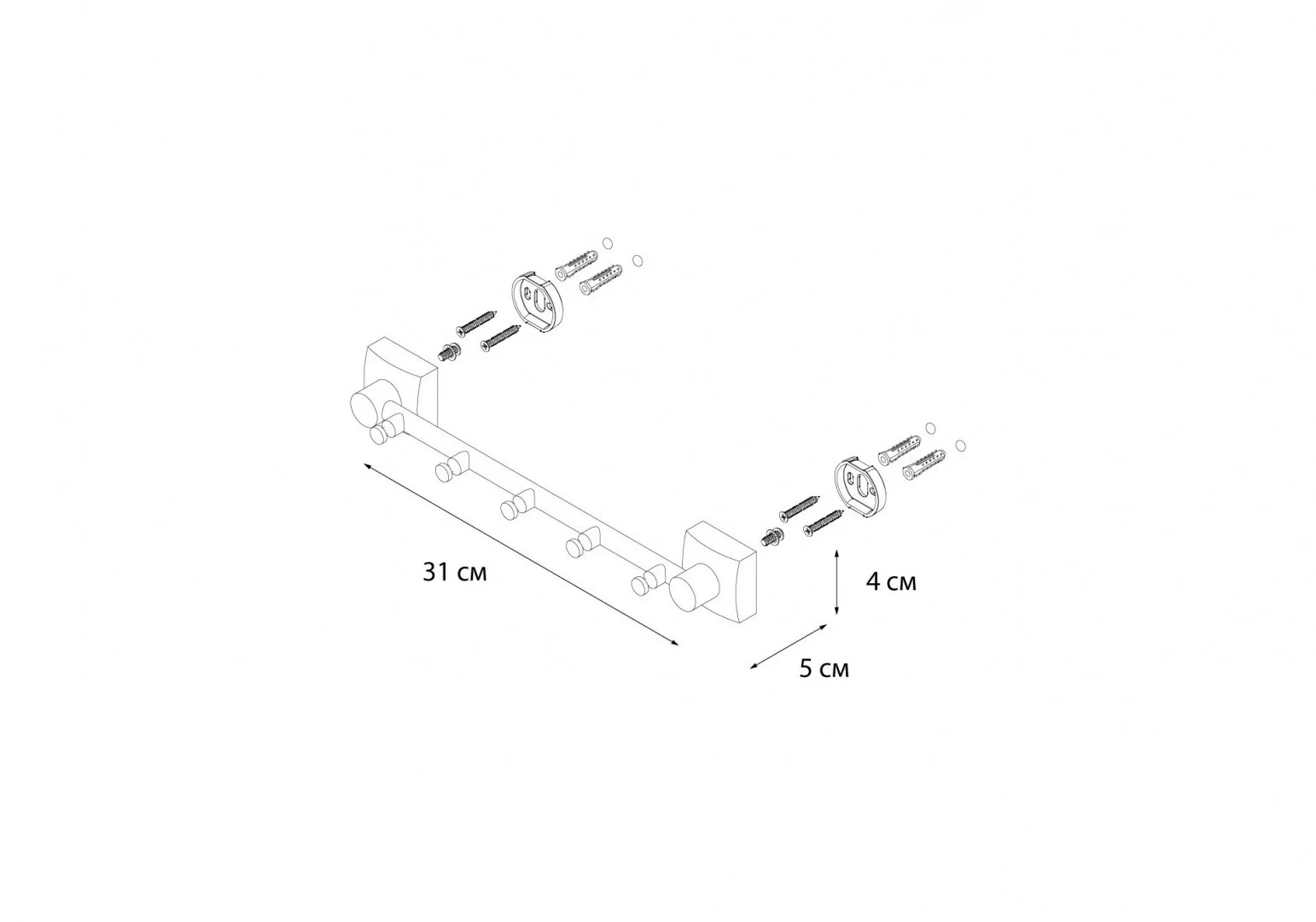 Приобрести fx-61305-5 kvadro планка 5 крючков