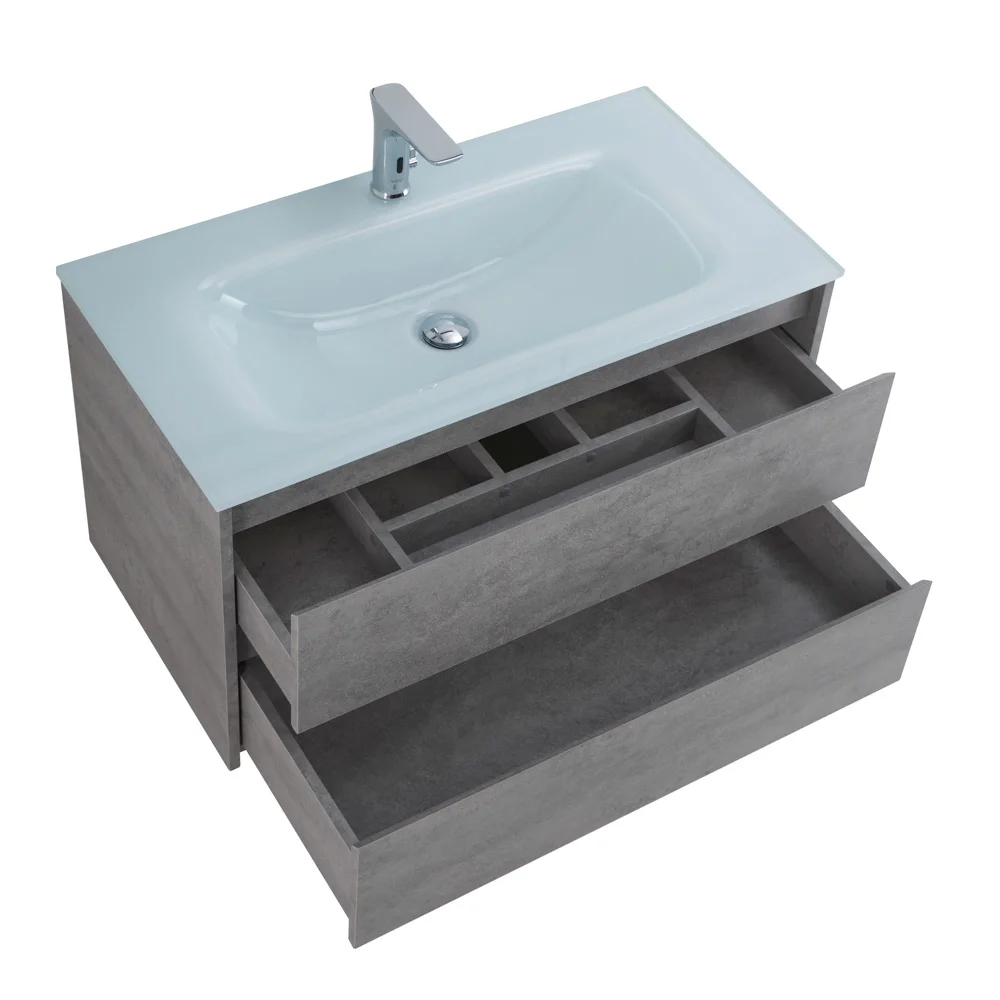 Приобрести belbagno тумба с раковиной kraft 80 см, подвесная cemento grigio, стеклянная раковина