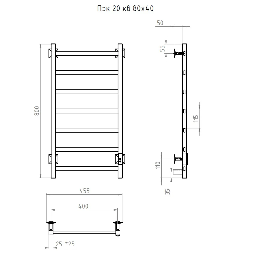 Приобрести тругор электрический полотенцесушитель п7 400х800 мм пэк 20, хром00-00031494