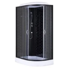 Loranto Душевая кабина SUNWAY 1200х800х2150 левостороняя, поддон 13см, черный кирпичный узор, прозрачное стекло 4мм, профиль черный (CS6612013LGB120)