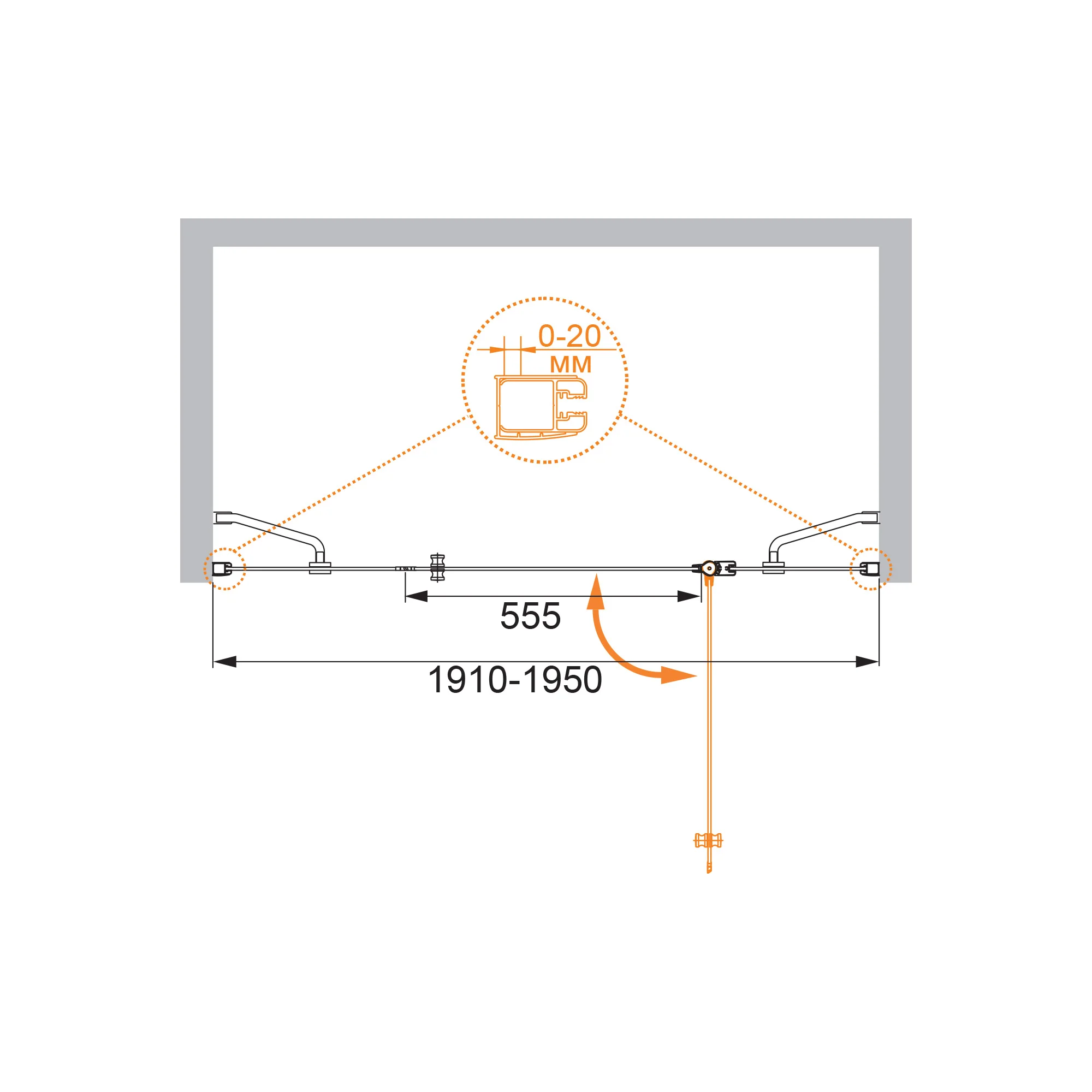 Приобрести cezares душевая дверь elena 195 см, хром elena-w-b-13-100+60/40-c-cr