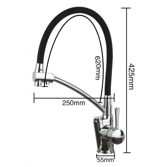 Приобрести gappo смеситель для кухни g4398-11 с фильтром и гибким изливом, хром\черный 99773