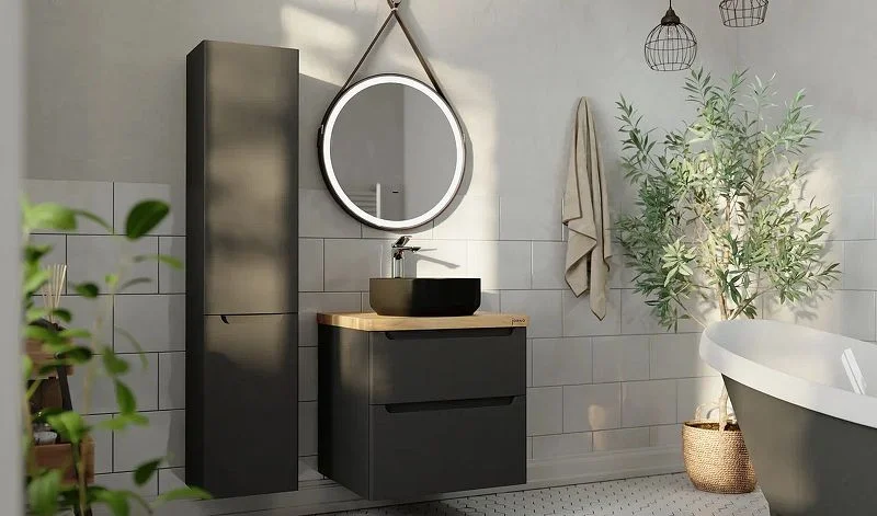 Приобрести jorno тумба подвесная wood 60 см со столешницей светлое дерево, антрацит