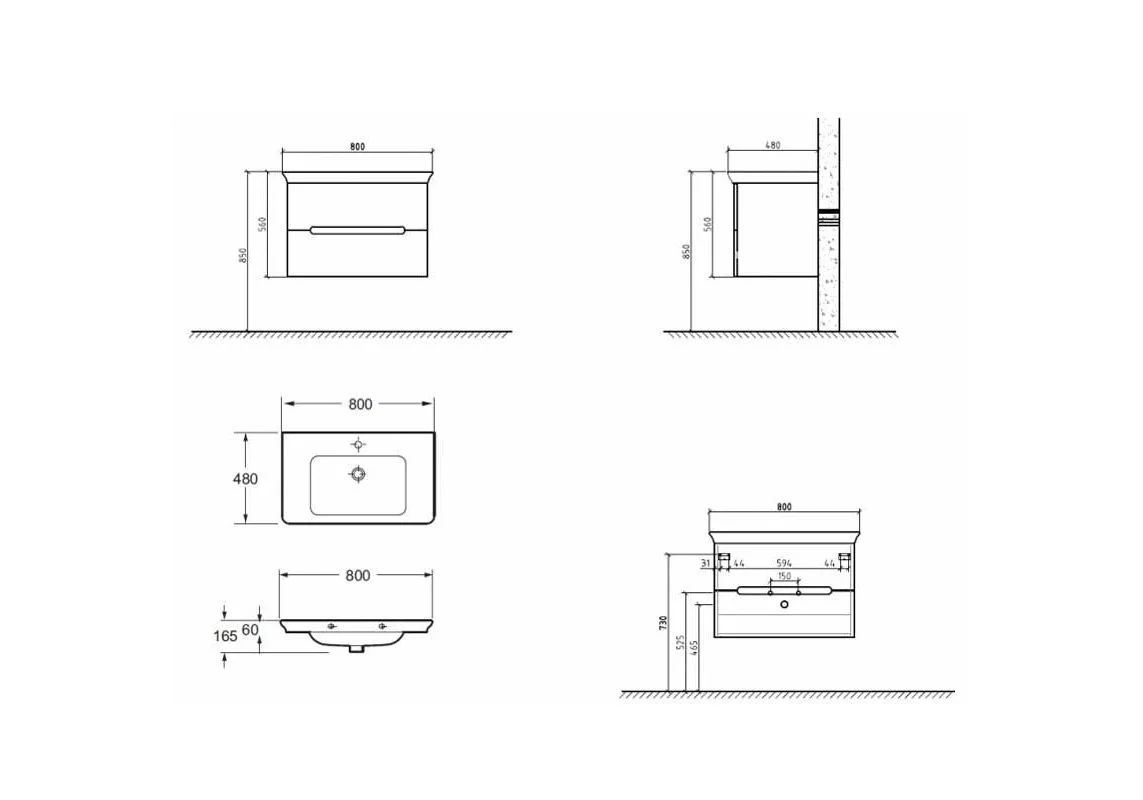 Приобрести тумба подвесная с раковиной belbagno torino-800-2c-so-rw 80 см, дуб