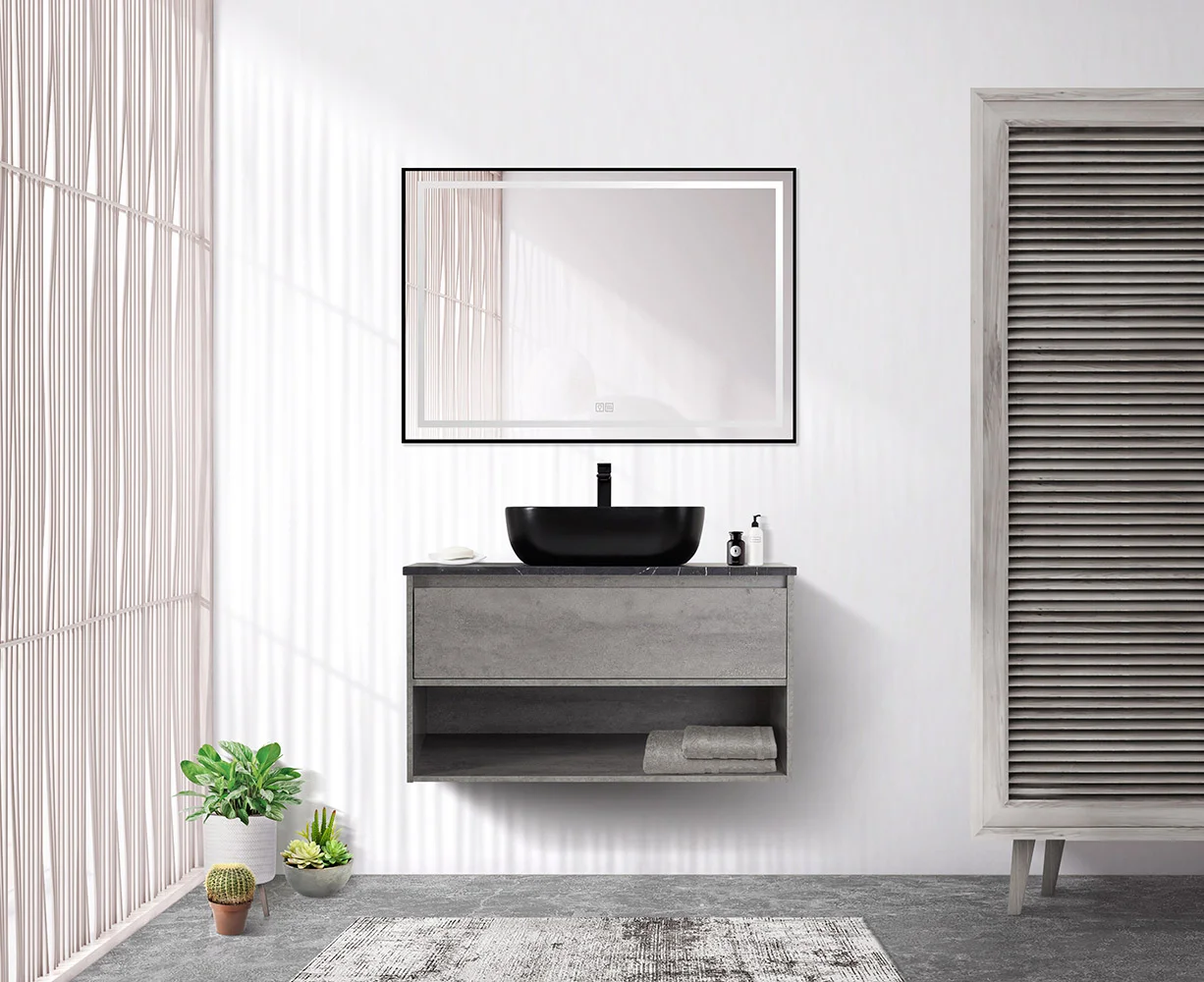 Приобрести belbagno тумба со столешницей kraft 80 см с ящиком и полкой, подвесная cemento grigio