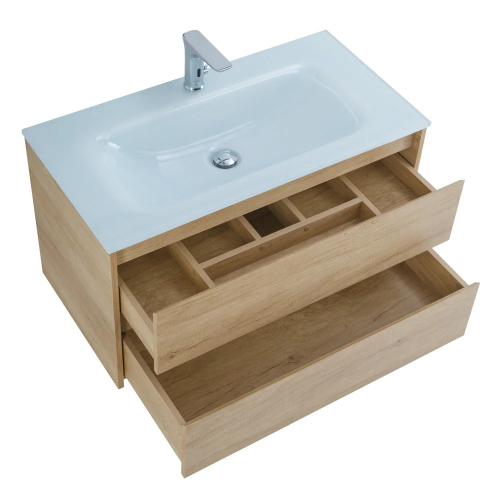 Приобрести belbagno тумба с раковиной kraft 100 см, подвесная rovere nebrasca nature, стеклянная раковина