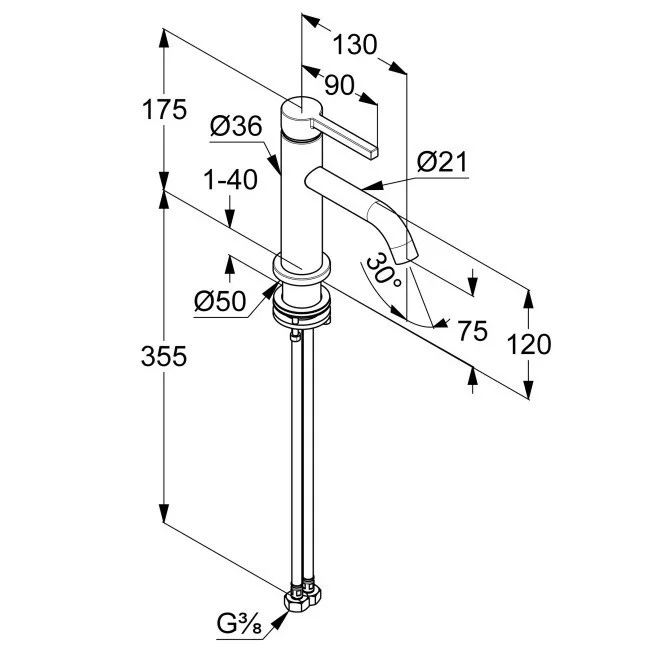 Приобрести kludi nova fonte pura смес. для умывальника; 75 dn 15; без донного клапана; чёрный мат